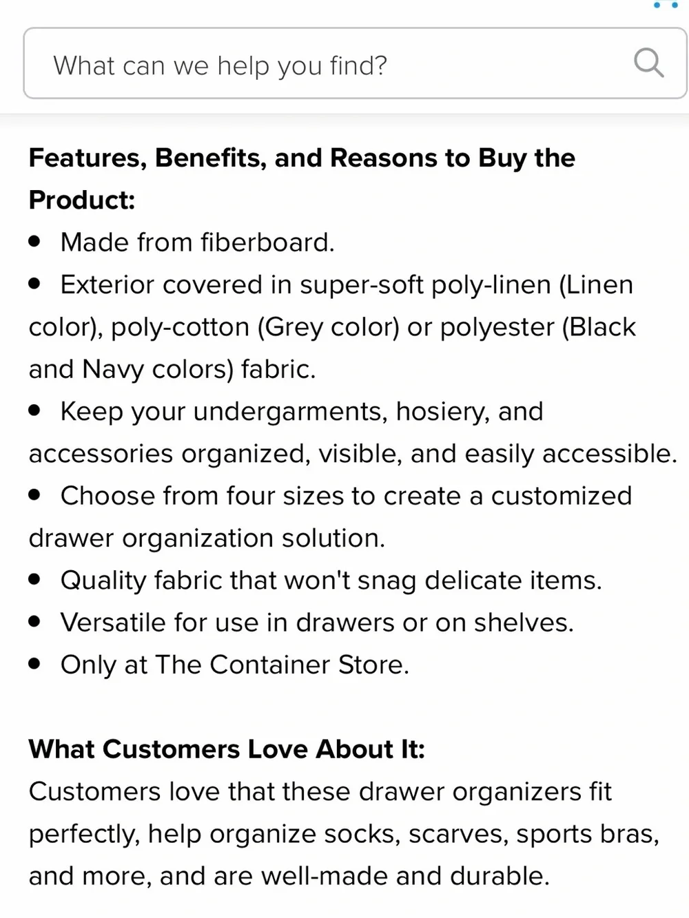 The container store Cambridge drawer organizer